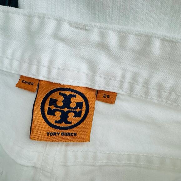 Tory Burch White Cropped Denim Jeans Women’s Size 24 - Picture 7 of 10